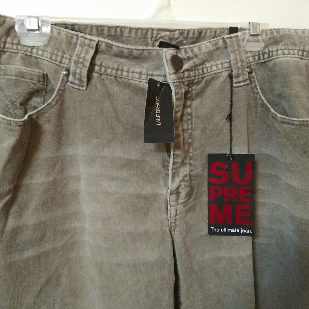 Lane Bryant Venezia  Khaki Olive Green Corduroy